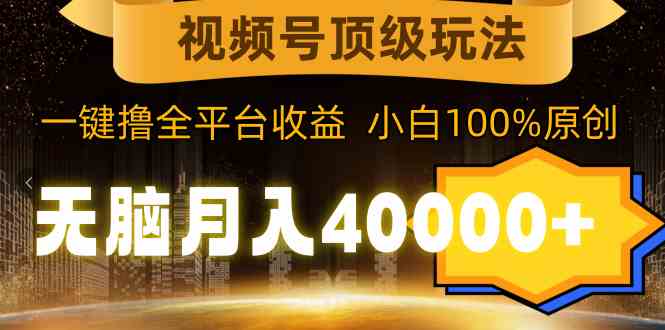 视频号顶级玩法，无脑月入40000+，一键撸全平台收益，纯小白也能100%原创|52搬砖-我爱搬砖网