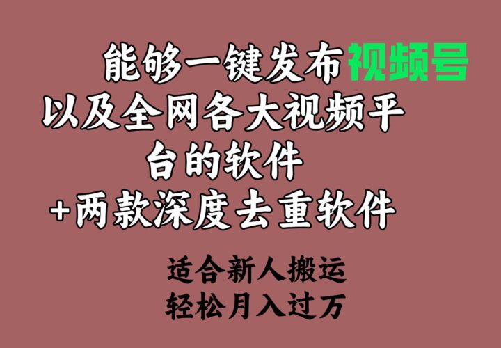 能够一键发布视频号以及全网各大视频平台的软件+两款深度去重软件 适合…|52搬砖-我爱搬砖网
