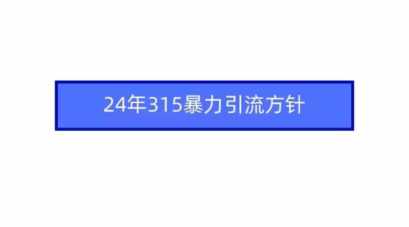 2024年315暴力引流方针|52搬砖-我爱搬砖网