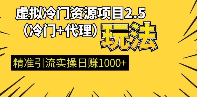 虚拟冷门资源项目2.5 精准引流实操日赚1000+(更新中)|52搬砖-我爱搬砖网