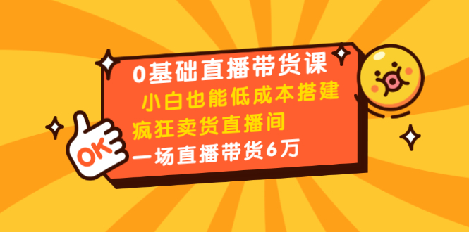 0基础直播带货课：小白也能低成本搭建疯狂卖货直播间：1场直播带货6万|52搬砖-我爱搬砖网