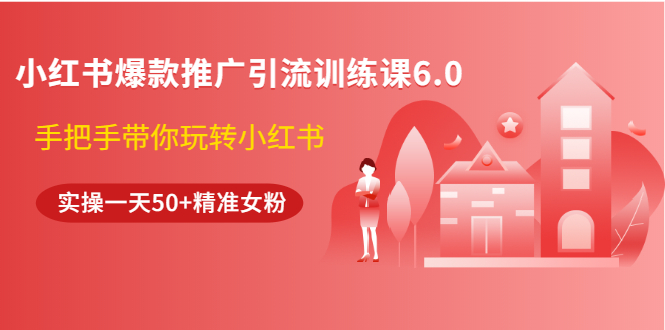 小红书爆款推广引流训练课6.0，手把手带你玩转小红书，实操一天50+精准女粉|52搬砖-我爱搬砖网