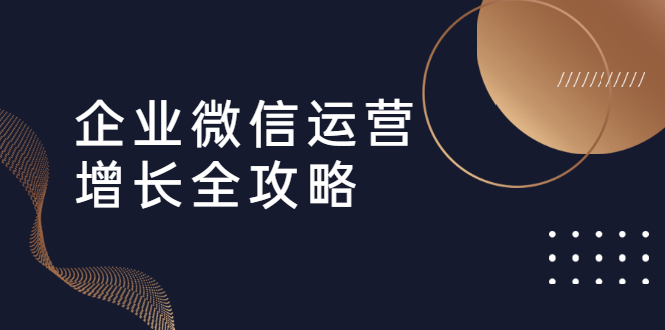 企业微信运营增长全攻略：引流+裂变+运营+成交|52搬砖-我爱搬砖网