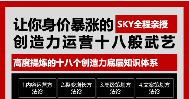 让你的身价暴涨的创造力运营十八般武艺  高度提炼的18个创造力底层知识体系|52搬砖-我爱搬砖网