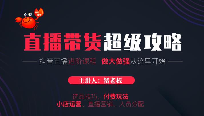 抖音直播带货超级攻略：抖音直播带货的详细玩法，小店运营、付费投放等|52搬砖-我爱搬砖网