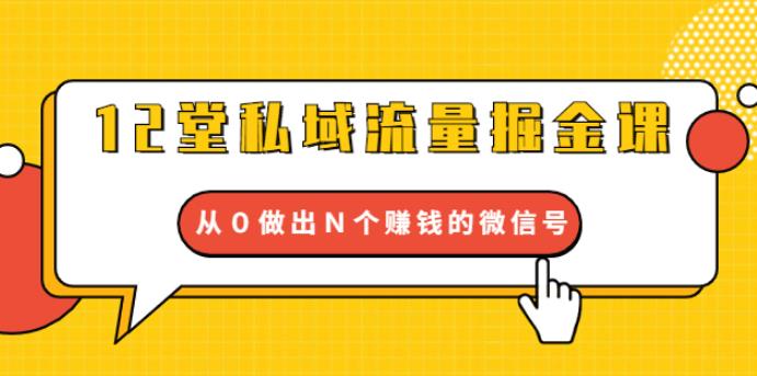 12堂私域流量掘金课：打通私域４大关卡，从0做出N个赚钱的微信号【完结】|52搬砖-我爱搬砖网