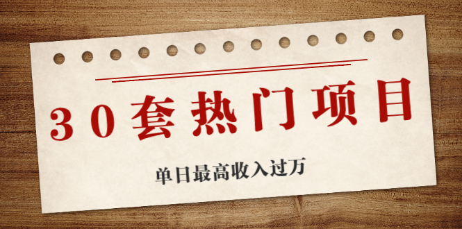 30套热门项目：网赚项目、朋友圈、涨粉套路、抖音、快手  单日最高收入过万|52搬砖-我爱搬砖网