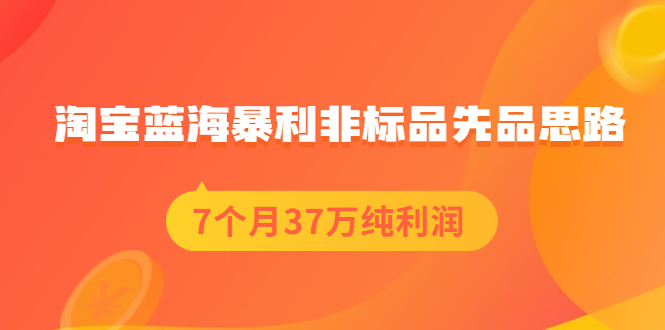 淘宝蓝海暴利非标品先品思路，7个月37万纯利润，压箱干货分享！|52搬砖-我爱搬砖网