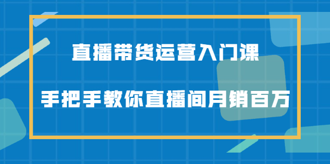 直播带货运营入门课，手把手教你直播间月销百万|52搬砖-我爱搬砖网