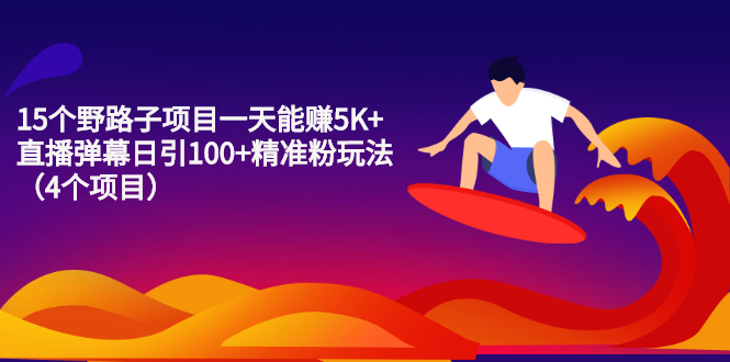 15个野路子项目一天能赚5K+直播弹幕日引100+精准粉玩法|52搬砖-我爱搬砖网