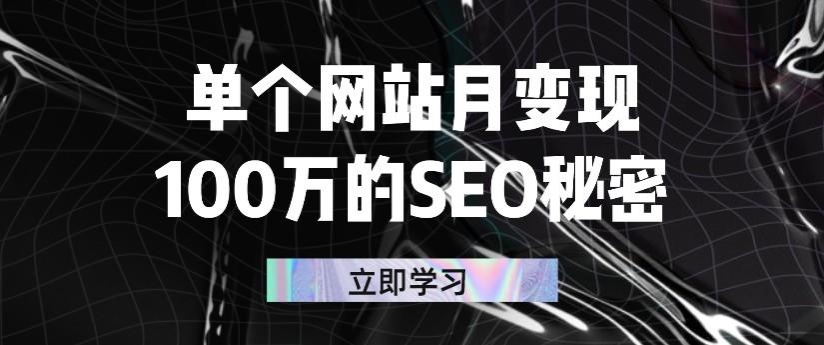 单个网站月变现100万的SEO秘密：如何百分百做出赚钱站点|52搬砖-我爱搬砖网