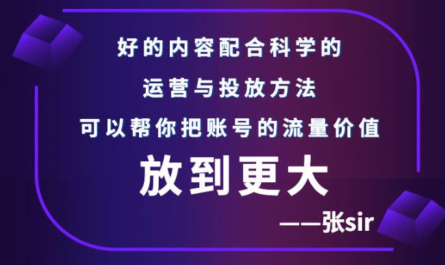 张sir账号流量增长课，告别海王流量，让你的流量更精准|52搬砖-我爱搬砖网