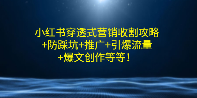 小红书穿透式营销收割攻略+防踩坑+推广+引爆流量+爆文创作等等！|52搬砖-我爱搬砖网