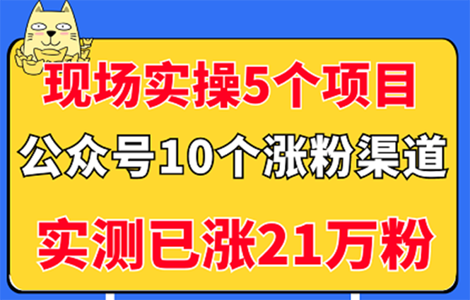 现场实操5个公众号项目，10个涨粉渠道，实测已涨21万粉！|52搬砖-我爱搬砖网