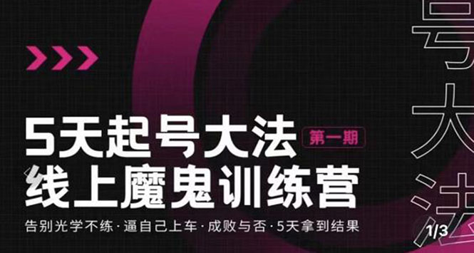 五天起号魔鬼训练营，告别光学不练，逼自己上车，成败与否，5天拿到结果|52搬砖-我爱搬砖网