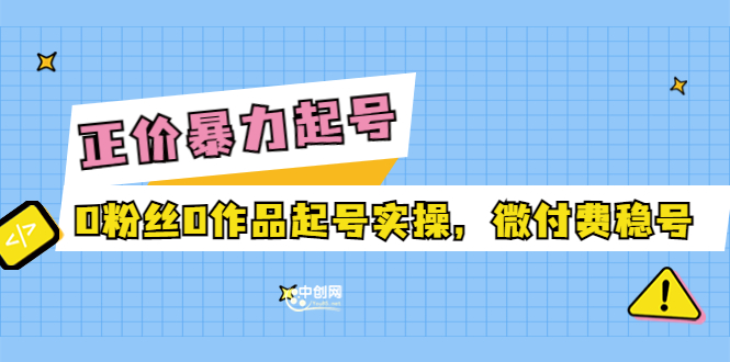 正价暴力起实操号：0粉丝0作品起号实操，微付费稳号|52搬砖-我爱搬砖网