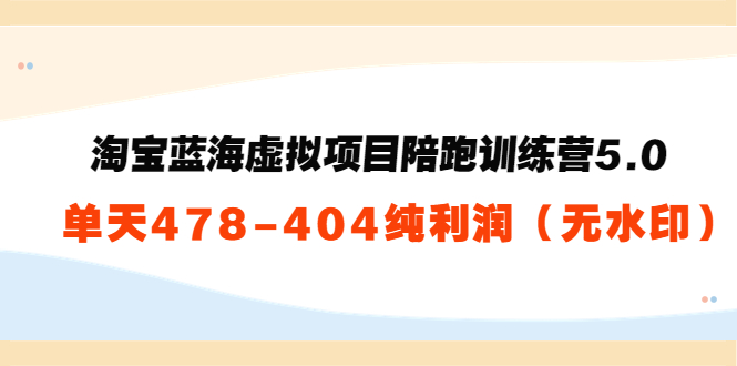 黄岛主：淘宝蓝海虚拟项目陪跑训练营5.0：单天478纯利润|52搬砖-我爱搬砖网