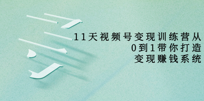 11天视频号变现训练营，从0到1打造变现赚钱系统|52搬砖-我爱搬砖网