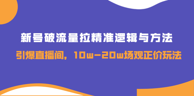 新号破流量拉精准逻辑与方法，引爆直播间，10w-20w场观正价玩法|52搬砖-我爱搬砖网