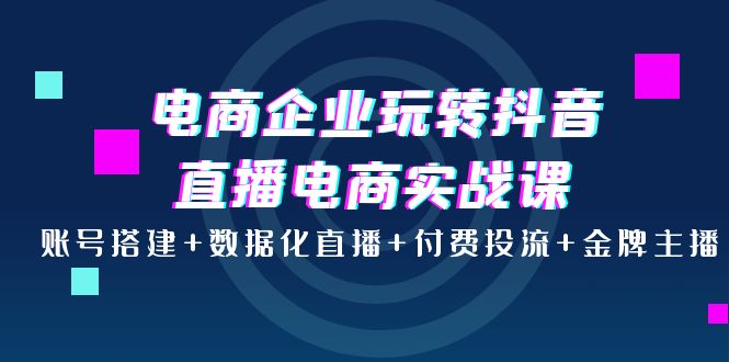 电商企业玩转抖音直播电商实战课：账号搭建+数据化直播+付费投流+金牌主播|52搬砖-我爱搬砖网