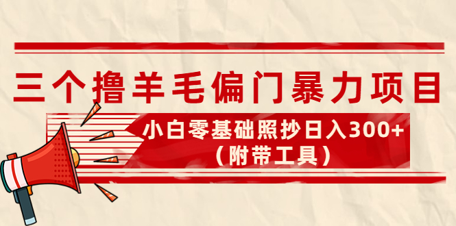 外面卖998的三个撸羊毛偏门暴力项目，小白零基础照抄日入300+|52搬砖-我爱搬砖网