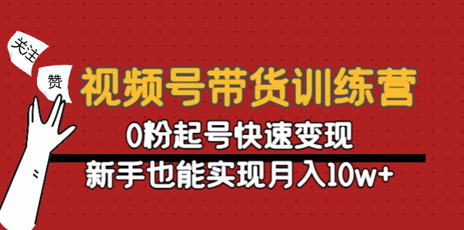 视频号带货训练营：0粉起号快速变现，新手也能实现月入10w+|52搬砖-我爱搬砖网