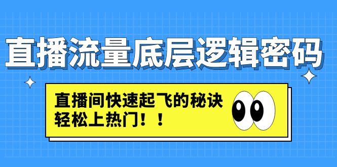 直播流量底层逻辑密码：直播间快速起飞的秘诀，轻松上热门|52搬砖-我爱搬砖网