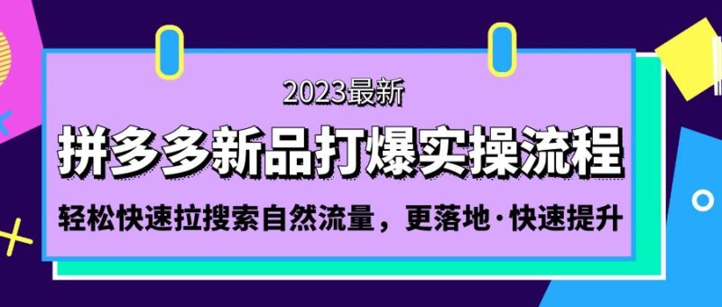 拼多多-新品打爆实操流程:轻松快速拉搜索自然流量,更落地·快速提升!|52搬砖-我爱搬砖网