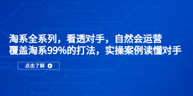 淘系全系列，看透对手，自然会运营，覆盖淘系99%·打法，实操案例读懂对手|52搬砖-我爱搬砖网