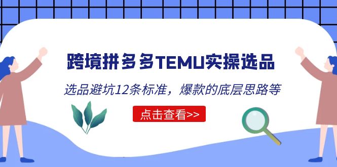 跨境拼多多TEMU实操选品运营方法，选品避坑12条标准，爆款的底层思路等|52搬砖-我爱搬砖网