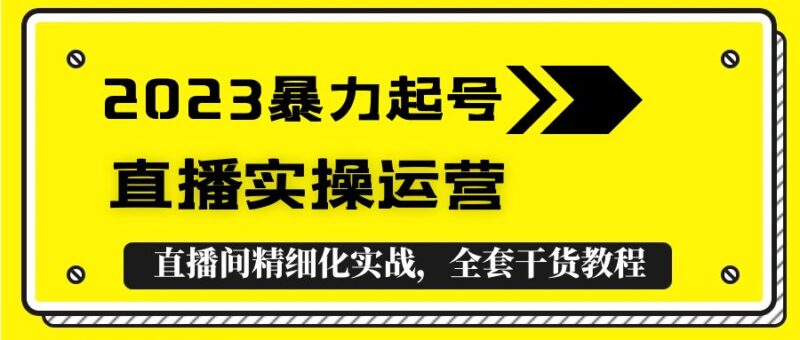 2023暴力起号+直播实操运营，全套直播间精细化实战，全套干货教程！|52搬砖-我爱搬砖网