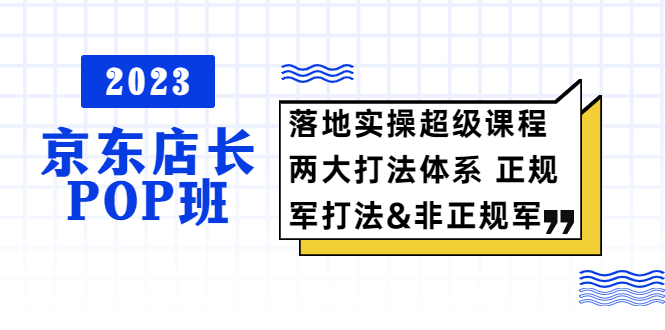 2023京东店长·POP班 落地实操超级课程 两大打法体系 正规军&非正规军|52搬砖-我爱搬砖网