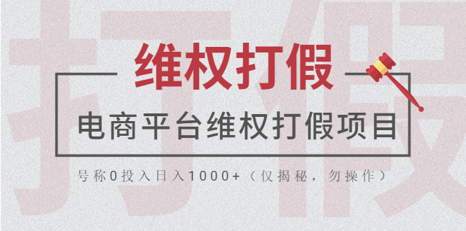 电商平台维权打假项目，号称0投入日入1000+|52搬砖-我爱搬砖网