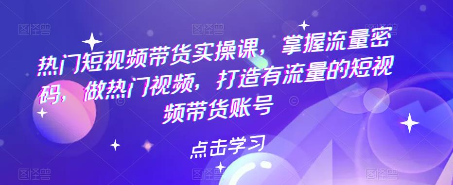 热门短视频带货实战 掌握流量密码 做热门视频 打造有流量的短视频带货账号|52搬砖-我爱搬砖网