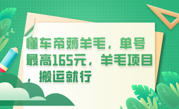 懂车帝薅羊毛，单号最高165元，羊毛项目，搬运就行|52搬砖-我爱搬砖网