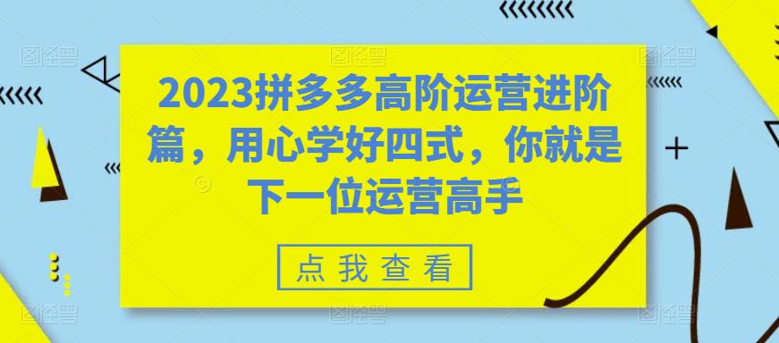 2023拼多多高阶运营进阶篇，用心学好四式，你就是下一位运营高手|52搬砖-我爱搬砖网