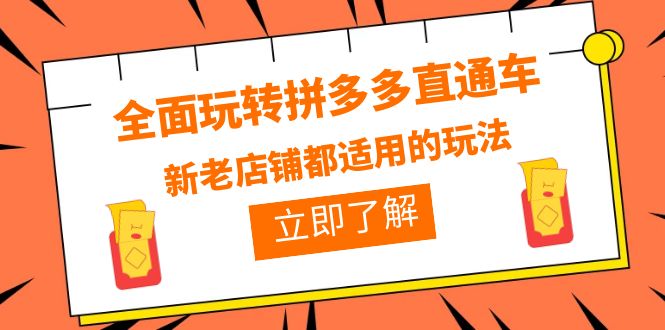 全面玩转拼多多直通车，新老店铺都适用的玩法|52搬砖-我爱搬砖网