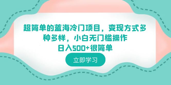 超简单的蓝海冷门项目，变现方式多种多样，小白无门槛操作日入500+很简单|52搬砖-我爱搬砖网