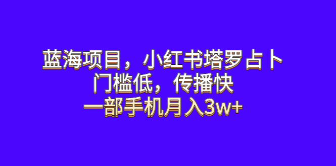 蓝海项目，小红书塔罗占卜，门槛低，传播快，一部手机月入3w+|52搬砖-我爱搬砖网