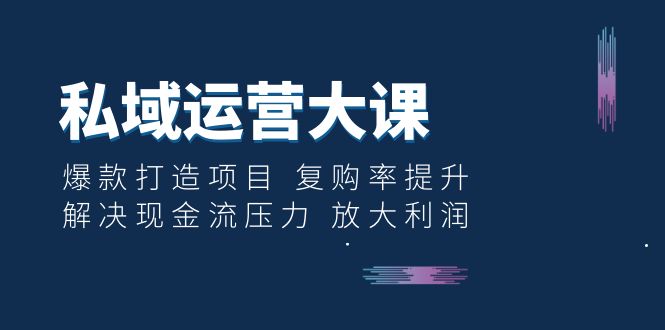 私域运营大课：爆款打造项目 复购率提升 解决现金流压力 放大利润|52搬砖-我爱搬砖网