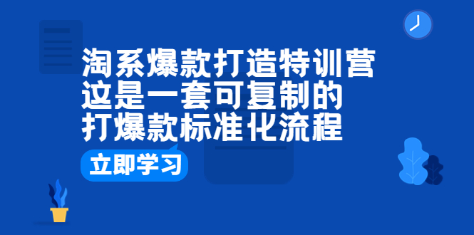 淘系爆款打造特训营：这是一套可复制的打爆款标准化流程|52搬砖-我爱搬砖网