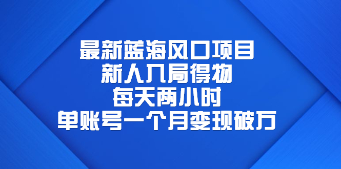 最新蓝海风口项目，新人入局得物，每天两小时，单账号一个月变现破万|52搬砖-我爱搬砖网