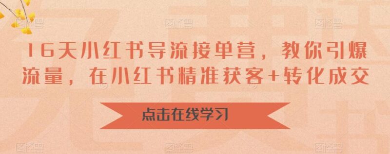 16天-小红书 导流接单营,教你引爆流量,在小红书精准获客+转化成交|52搬砖-我爱搬砖网
