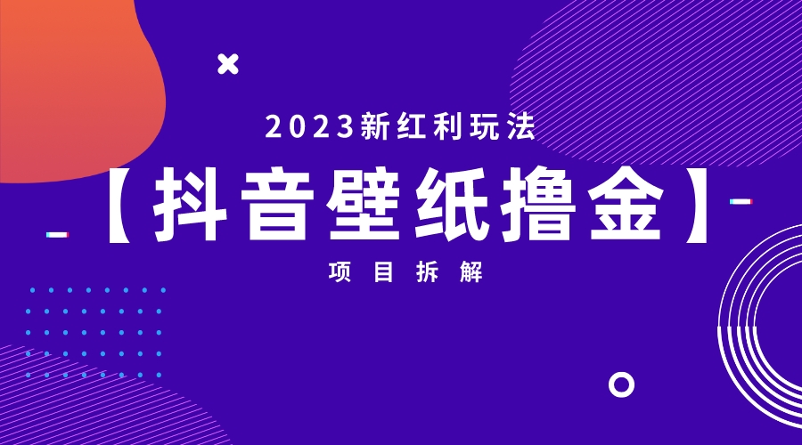 2023新红利玩法：抖音壁纸撸金项目|52搬砖-我爱搬砖网