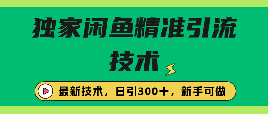 独家闲鱼引流技术，日引300＋实战玩法|52搬砖-我爱搬砖网