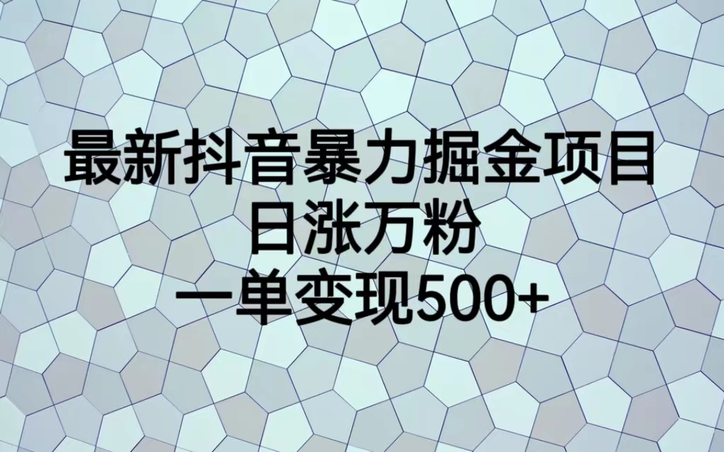 最新抖音暴力掘金项目，日涨万粉，一单变现500+|52搬砖-我爱搬砖网