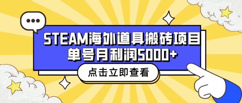 收费6980的Steam海外道具搬砖项目，单号月收益5000+全套实操教程|52搬砖-我爱搬砖网