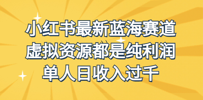 外面收费1980的小红书最新蓝海赛道，虚拟资源都是纯利润，单人日收入过千|52搬砖-我爱搬砖网