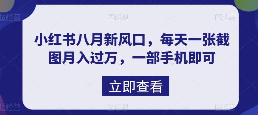 八月新风口，小红书虚拟项目一天收入1000+，实战揭秘|52搬砖-我爱搬砖网