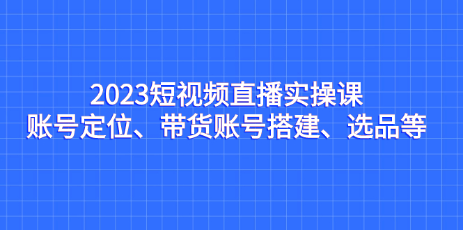 2023短视频直播实操课，账号定位、带货账号搭建、选品等|52搬砖-我爱搬砖网